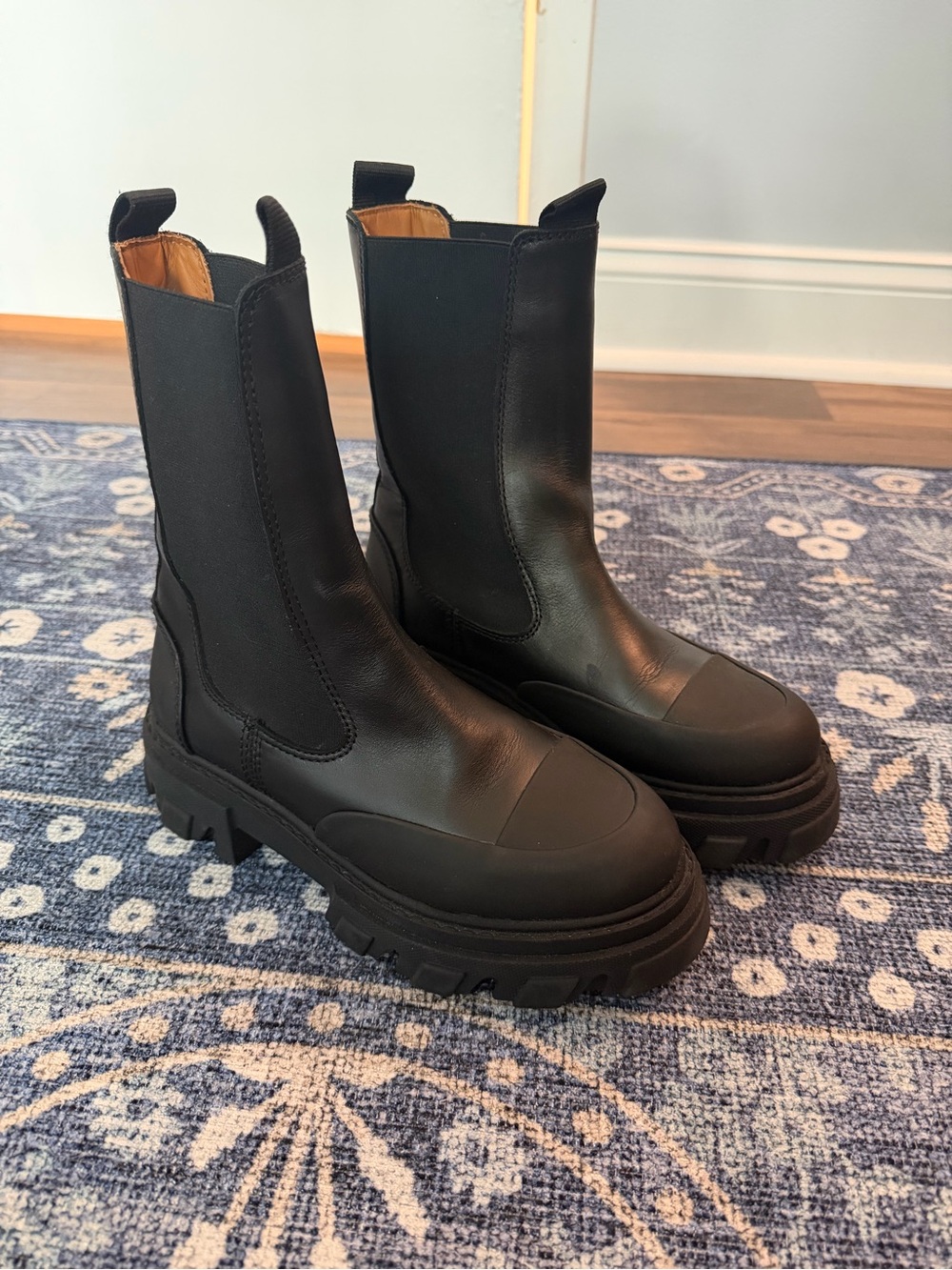 GANNI Cleated Mid Chelsea Boots